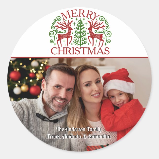 Sticker Rond Photo de Joyeux Noël (Devant)