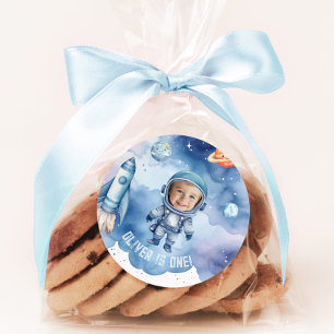 Sticker Rond Photo de la fête d'anniversaire de l'astronaute sp