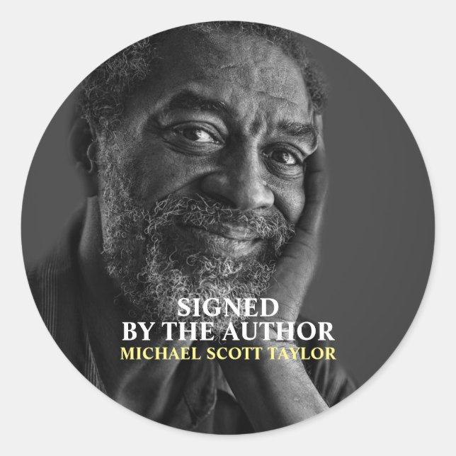 Sticker Rond Photo de l'auteur "Signé par l'auteur" Signature d (Devant)