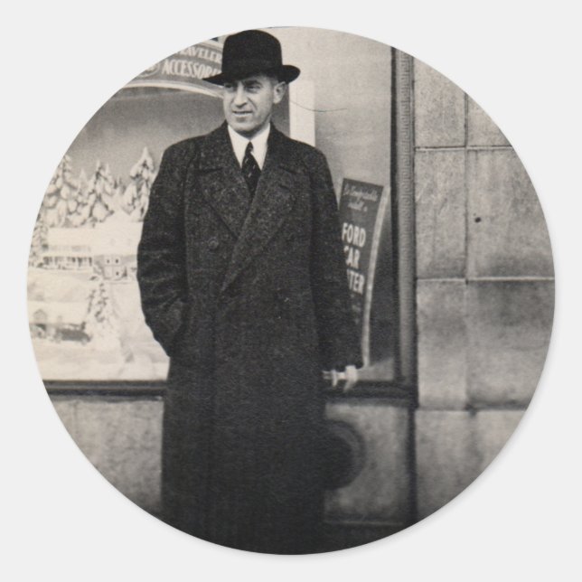 Sticker Rond photo de l'homme de dapper 1930 (Devant)