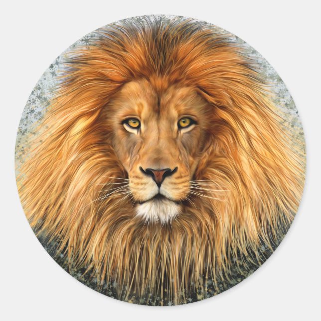 Sticker Rond Photo de lion Peinture image (Devant)