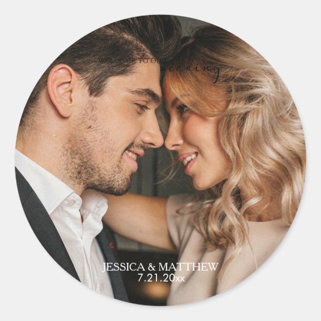 Sticker Rond Photo de mariage (Devant)