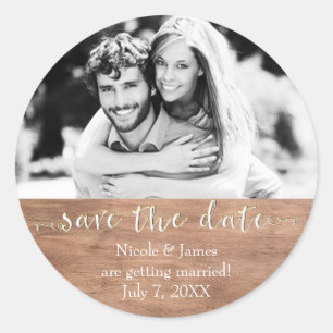 Sticker Rond Photo de mariage glamour rustique en bois clair SA