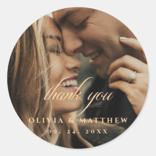 Sticker Rond Photo de mariage Merci