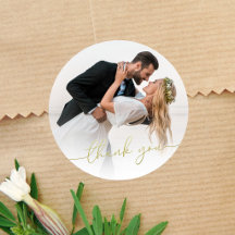 Photo de mariage Merci Script Or Cercle
