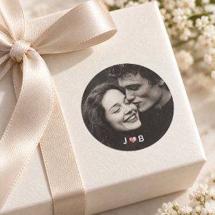 Sticker Rond Photo de mariage personnalisée Initiales personnal