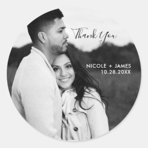 Sticker Rond Photo de mariage remerciement personnalisé