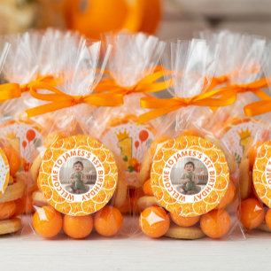 Sticker Rond Photo de naissance personnalisé au citron premier