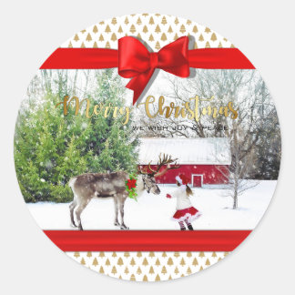 Sticker Rond Photo de Noël Joie et Paix