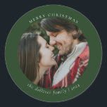 Sticker Rond Photo de Noël simple<br><div class="desc">Sticker photo de Noël simple. Changez les photos pour les remplacer par les vôtres. Si vous avez des questions sur les changements de conception,  veuillez contacter le concepteur.</div>