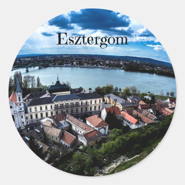 Sticker Rond Photo de paysage Esztergom (Devant)