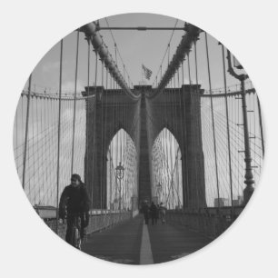 Sticker Rond Photo de pont de Brooklyn
