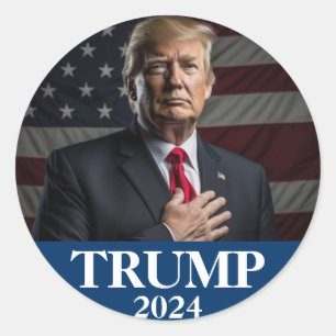 Sticker Rond Photo Donald Trump - Président - assez dit