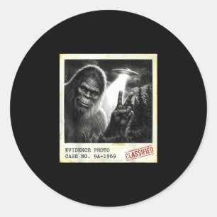 Sticker Rond Photo drôle de bigfoot d'alien ufo vintage évidenc