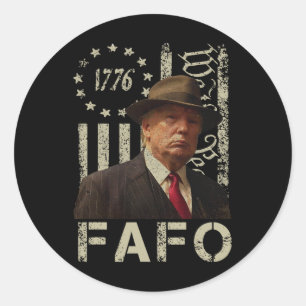 Sticker Rond Photo drôle de Fafo Trump Drapeau américain Rétro