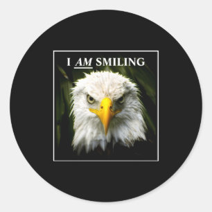 Sticker Rond Photo drôle Je souris Aigle Mpy