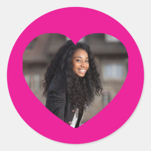 Sticker Rond Photo du cœur rose chaud