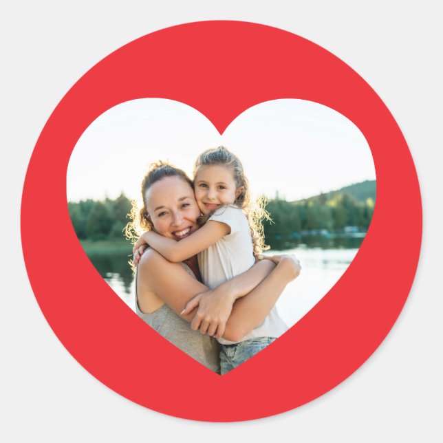 Sticker Rond Photo du coeur rouge (Devant)