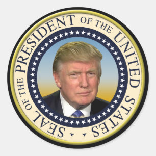 Sticker Rond Photo du Président Trump Sceau présidentiel