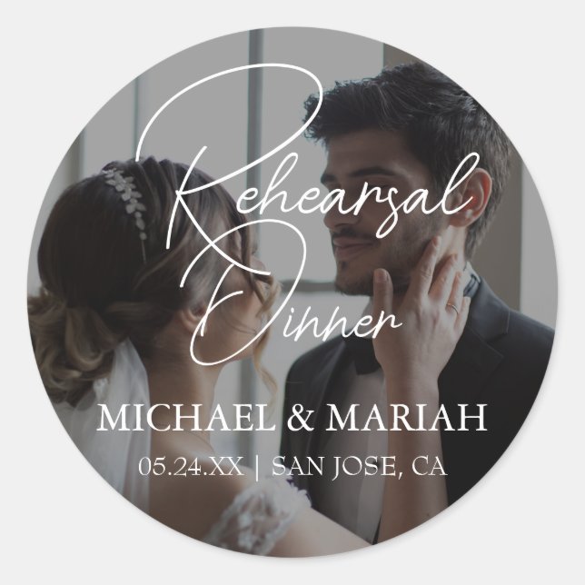 Sticker Rond Photo élégant du dîner de la veille de la répétiti (Devant)
