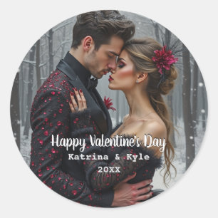Sticker Rond Photo et nom personnalisés pour la Saint-Valentin