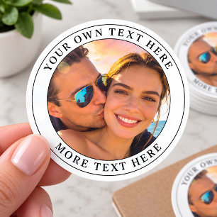 Sticker Rond Photo et texte personnalisés