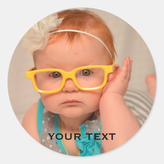 Sticker Rond Photo Famille de bébé mignonne (Devant)