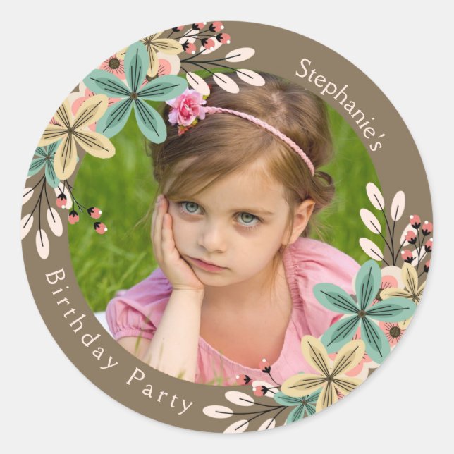 Sticker rond photo floral (Devant)