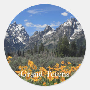 Sticker Rond Photo Grand Teton Springtime Souvenir