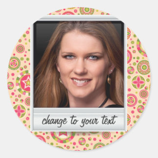 Sticker Rond Photo instantanée - photoframe avec motif