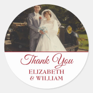 Sticker Rond Photo Merci Ruby Script Mariage Anniversaire de Ma