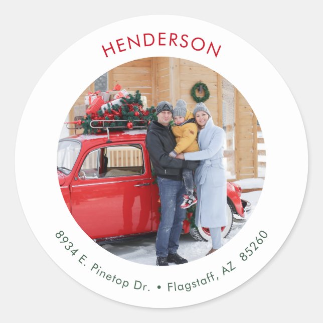 Sticker Rond Photo minimale de Noël (Devant)