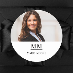 Sticker Rond Photo monogramme marque de couleur entreprise