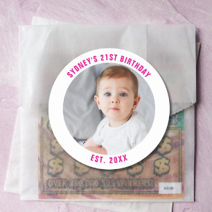 Sticker Rond Photo personnalisé 21e 2Oe 30e 40e fête d'annivers