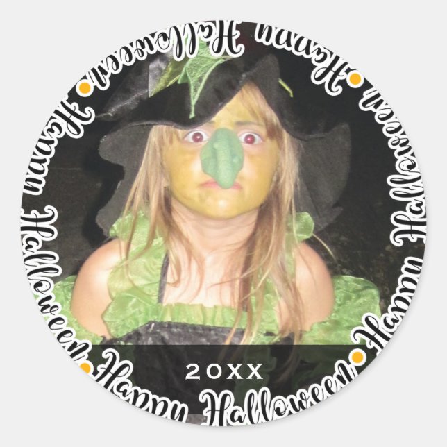 Sticker Rond Photo personnalisé pour fête Halloween (Devant)
