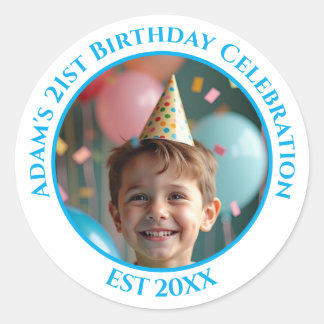 Sticker Rond Photo personnalisée 21e 2Oe 30e 40e anniversaire