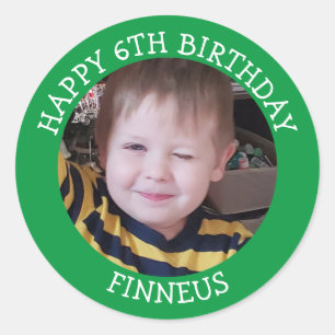 Sticker Rond Photo personnalisée, âge et nom Anniversaire
