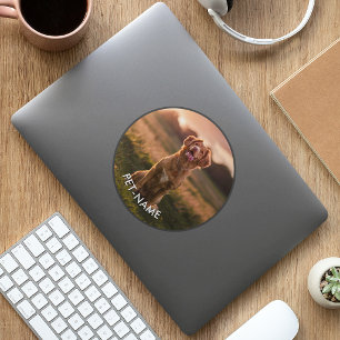 Sticker Rond Photo personnalisée avec le nom de votre chien