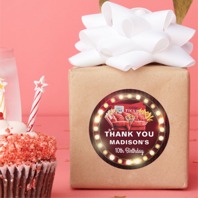 Sticker Rond Photo personnalisée Film Nuit Cinéma Anniversaire (Fête)