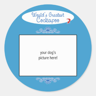 Sticker Rond Photo personnalisée ! Le plus grand Cockapou du mo
