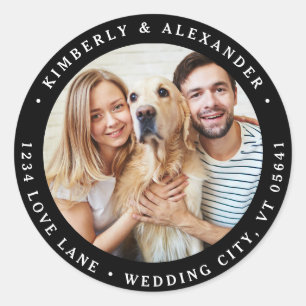 Sticker Rond Photo personnalisée Mariage moderne Adresse de ret