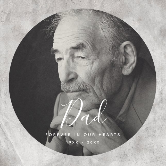 Sticker Rond Photo personnalisée Mémorial personnalisé Hommage  (Dad Photo Memorial Label)