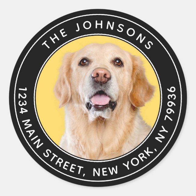 Sticker Rond Photo personnalisée Modern Round Adresse de retour (Devant)