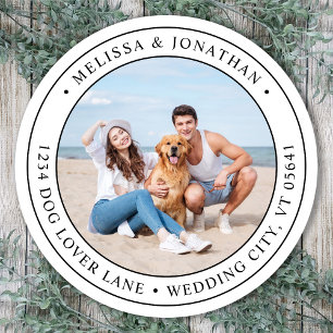 Sticker Rond Photo personnalisée Moderne Simple Adresse de reto