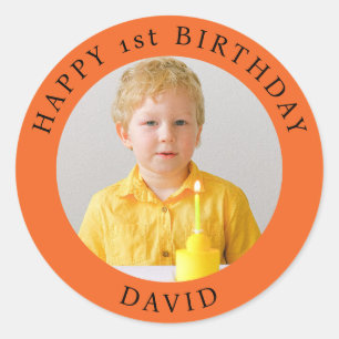 Sticker Rond Photo personnalisée, nom et âge Anniversaire Class