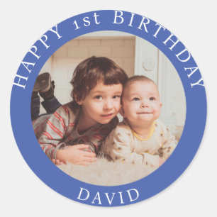 Sticker Rond Photo Personnalisée, Nom Et Âge Anniversaire Class