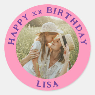 Sticker Rond Photo Personnalisée, Nom Et Âge Anniversaire Class