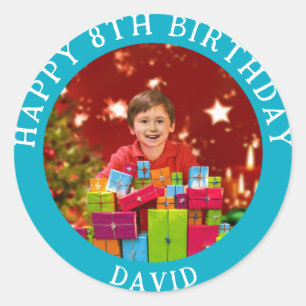 Sticker Rond Photo Personnalisée, Nom Et Âge Anniversaire Class
