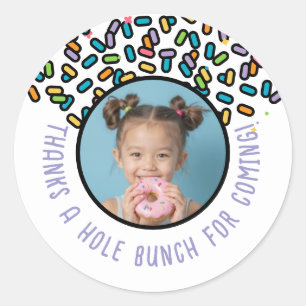 Sticker Rond Photo Personnalisée Saupoudrer De Donut Grâce À Un