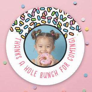 Sticker Rond Photo Personnalisée Saupoudrer De Donut Grâce À Un